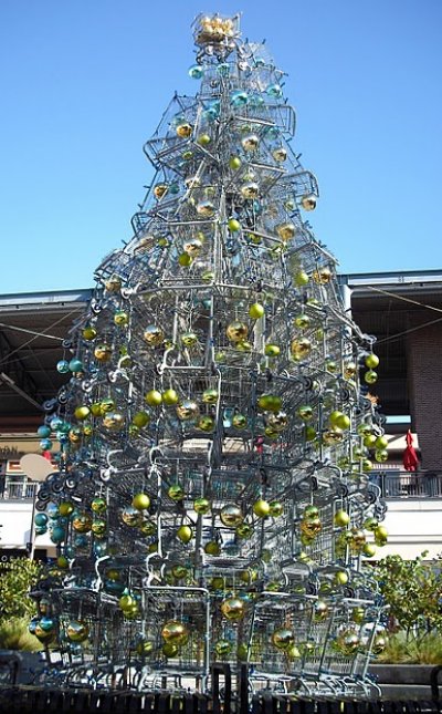 shopping cart christmas tree